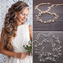 Bryllup hår vin bryllup tilbehør krystal perle pandebånd lang kæde hovedstykke