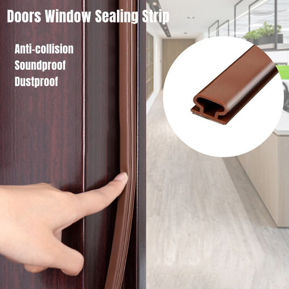 Door Seal Sealing Strip Security Door 19.7Feet Door Black Seal Strip Door Silicone Rubber Soundproofing Hardware