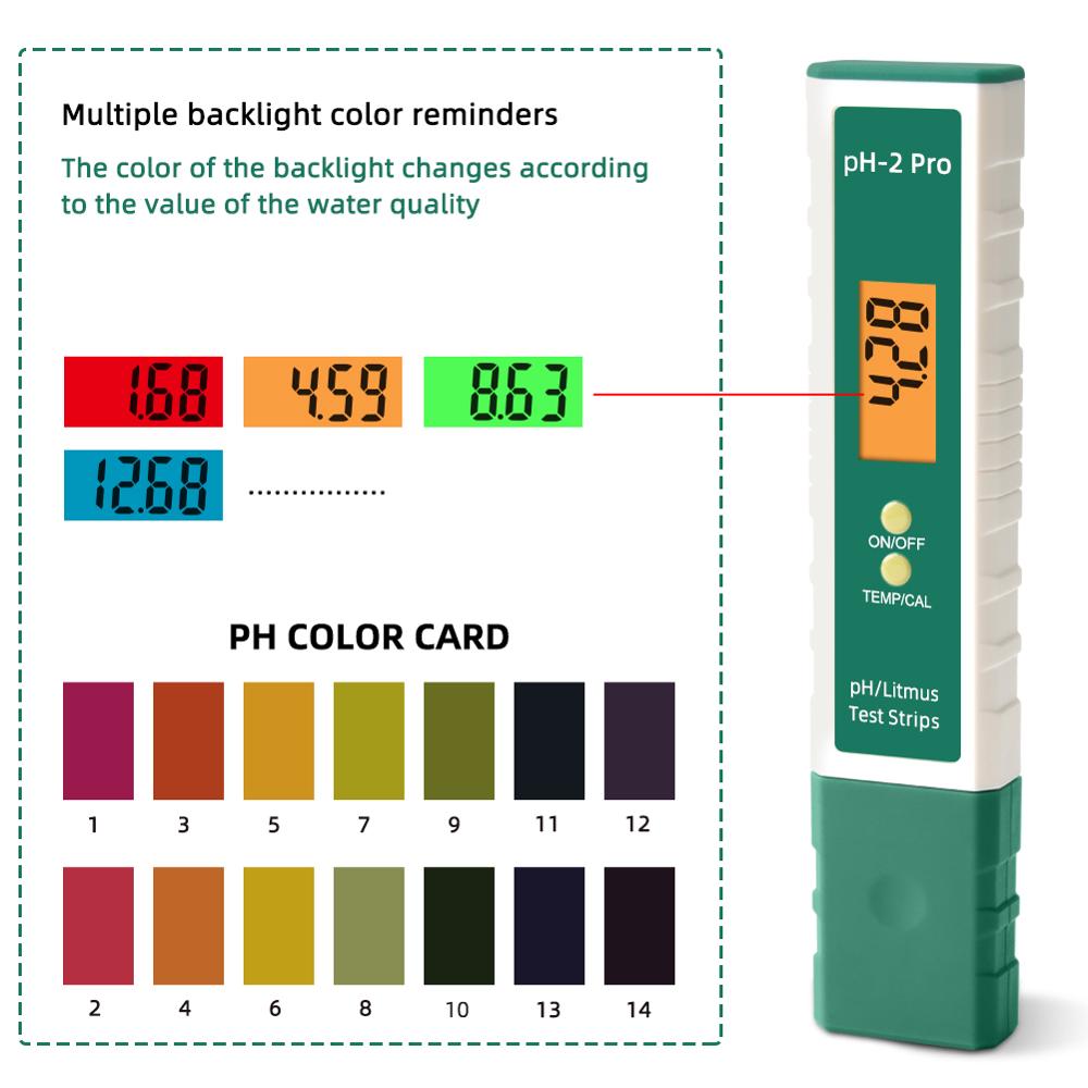 yieryi Digital PH Meter PH Tester Pen Litmus Tester 0.01 PH High Accuracy Water Tester with ATC PH Test Strips Function