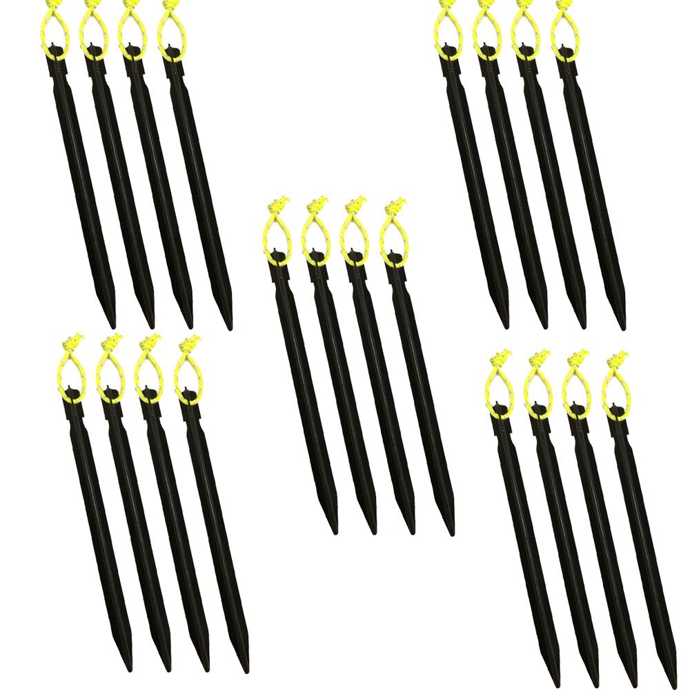 18cm Aluminument Tent Pegs Nails with Rope Stake Camping Hiking Equipment Outdoor Traveling Tent Sand Ground Accessories: Black 20 pieces