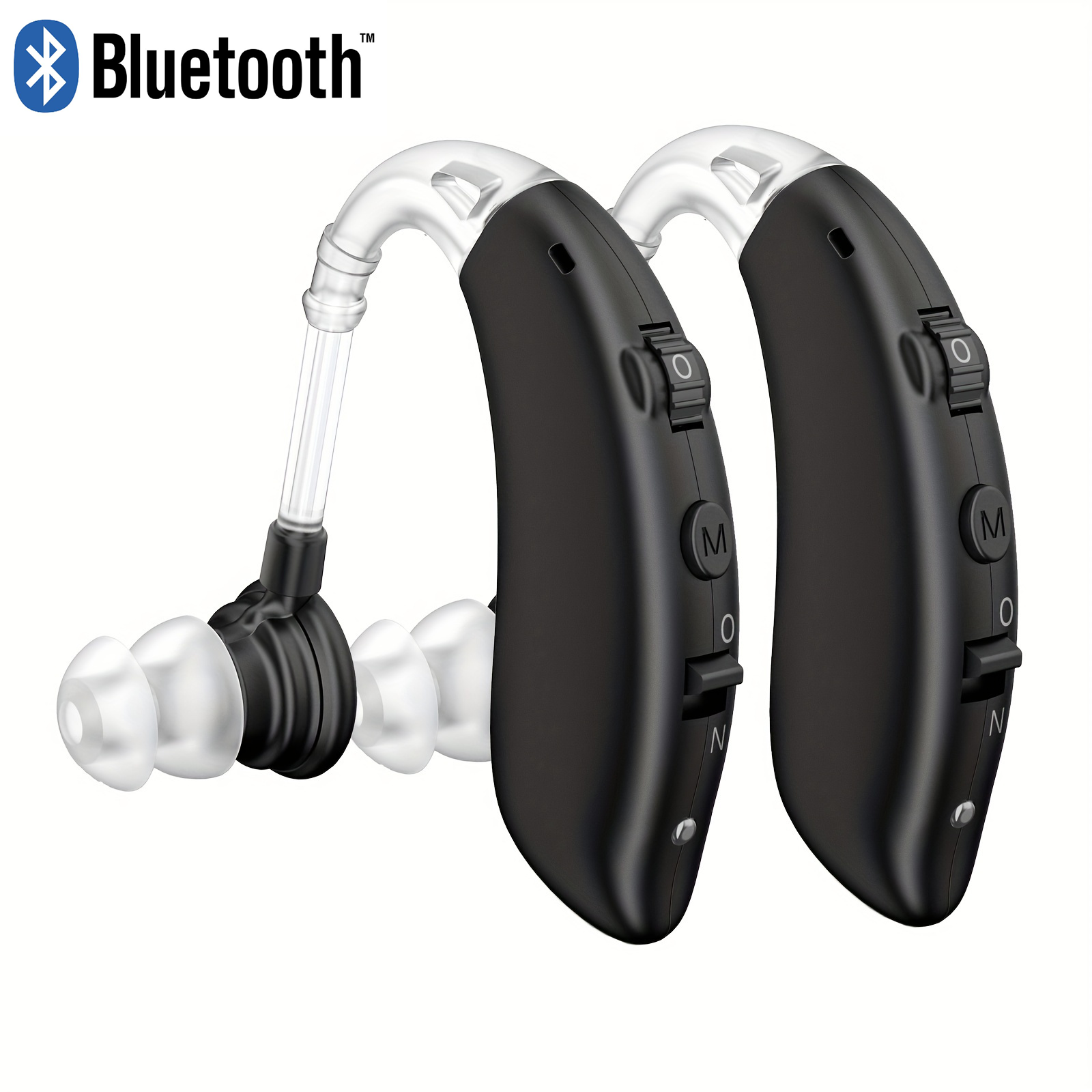 Rechargeable Digital Hearing Aid Adjustable Tone Best Sound Amplifier Portable Deaf Elderly BTE Hearing Aid: Wh and M fine Pad