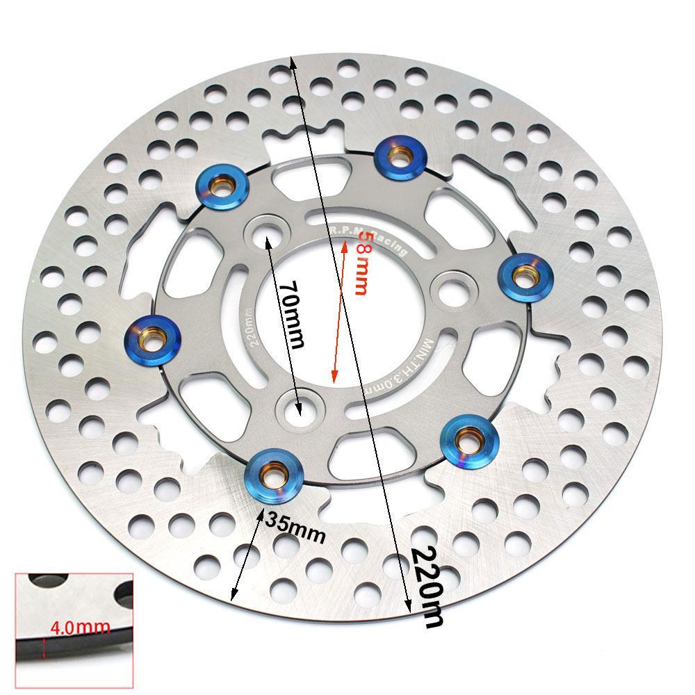 Disco de freno de motocicleta de 220mm RPM, pinza de freno de Rotor de disco flotante, rueda delantera trasera Universal de 3 orificios para patinetes Yamaha Niu: Lavanda