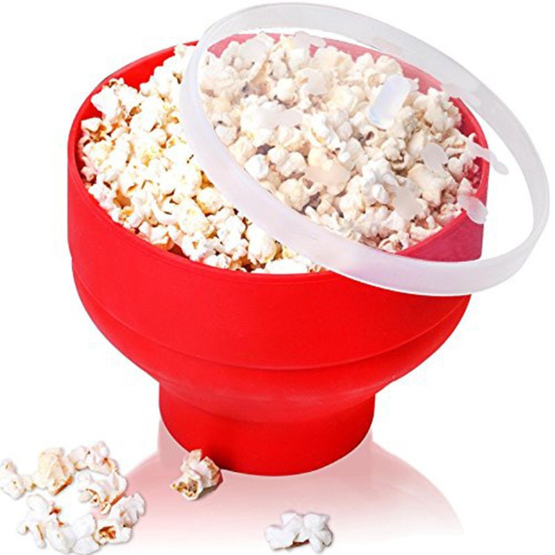 Opvouwbare Siliconen Popcorn Kom Emmer Creatieve hittebestendig Kom Magnetron Popcorn Emmer Keuken Tool