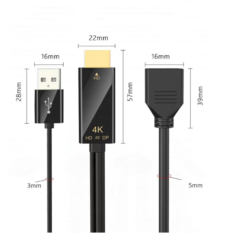 HDMI-Compatible Male to Displayport Female Converter Cable 4K@60Hz HDMI-Compatible to DP Converter Adapter Cable