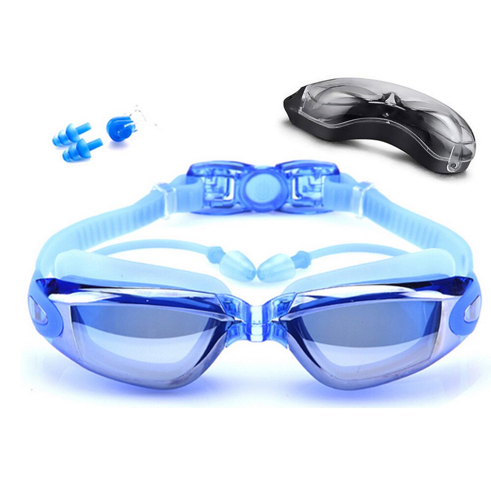 Anti Fog Waterdicht Zwembril Uv Galvaniseren Очки Для Плавания Verstelbare Zwembril Brillen Mannen: Blue