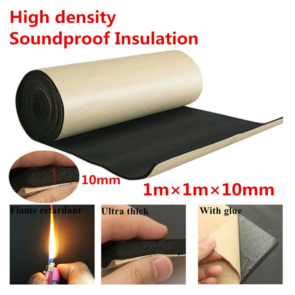 Car Sound Deadener Mat Noise Proof Bonnet Insulation Deadening Engine Firewall Heat Foam Cotton Sticker 100x100x1cm