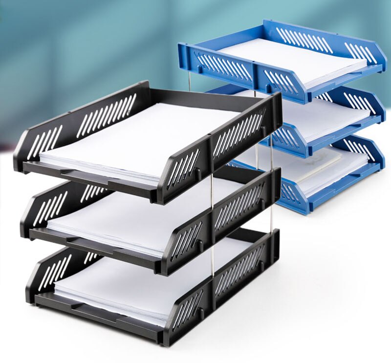 3 Tier Document Letter Trays Holder Desk Organizers Plastic Office Stackable Desk Shelf Rack for Filing Paper, Bills, Letters