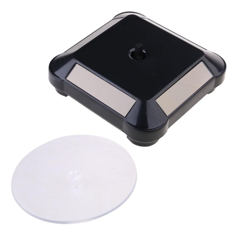 Y55C Turntable 360°Rotating Stand Solar Power Jewelry Spinner Watch Hobby Collection Shelf Rotating Display Multicolor