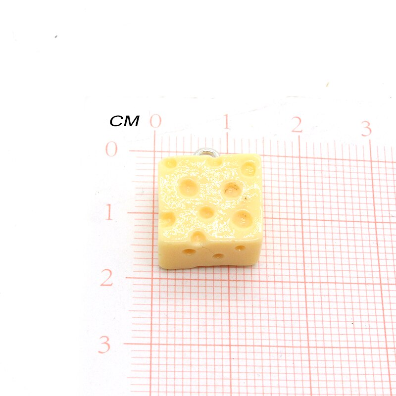 10 st 3d mini fyrkantig ost bröd mat harts berlocker söta örhängen halsband nyckelring gör det själv smycken hänge tillbehör tillbehör