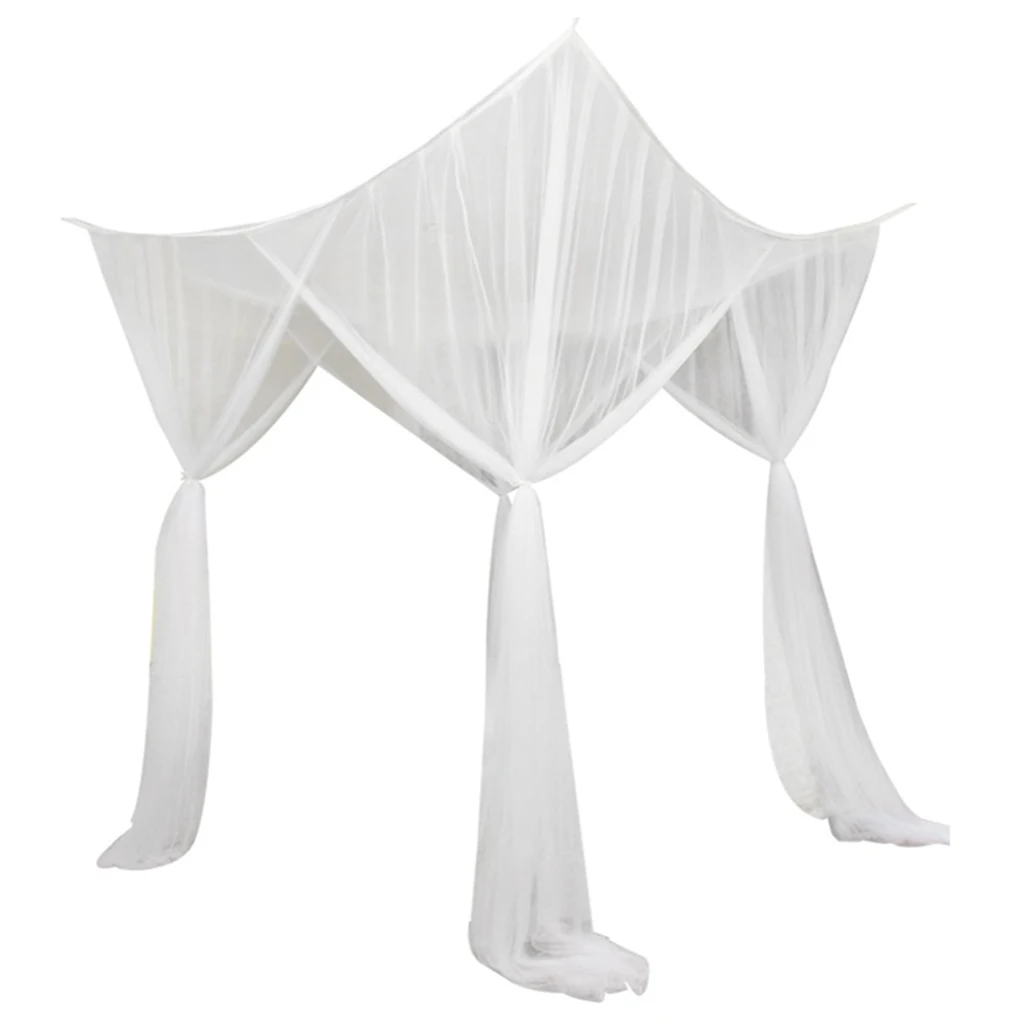 Mosquito Net Cotton Four-Door Sexy Square Canopy - King/Queen Double Bed Size, White Palace Netting Prevent Insect Net