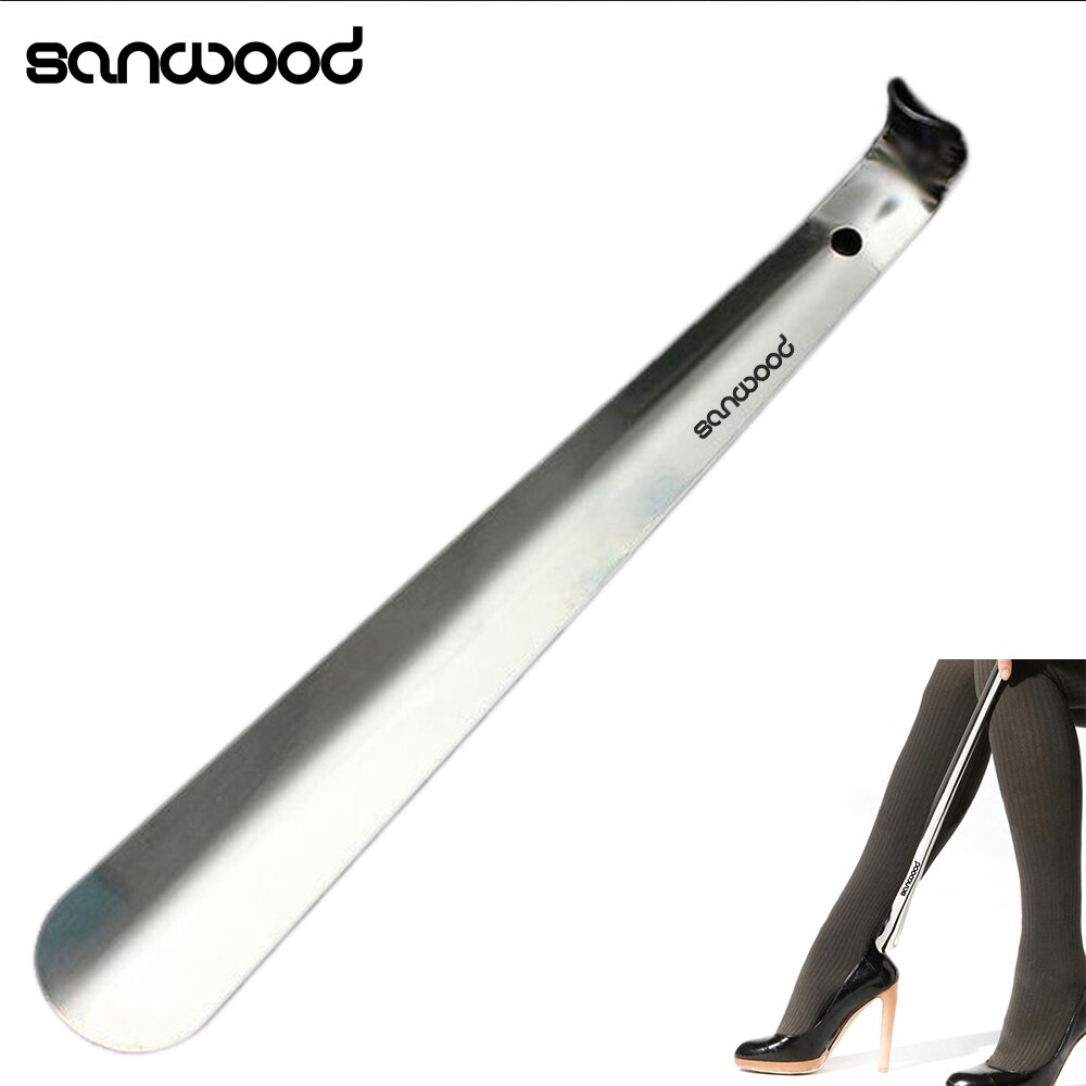 Durable Handle Metal Silver Color Shoe Horn Easy to Use Convenient Lifter Long Shoespooner 9IGT