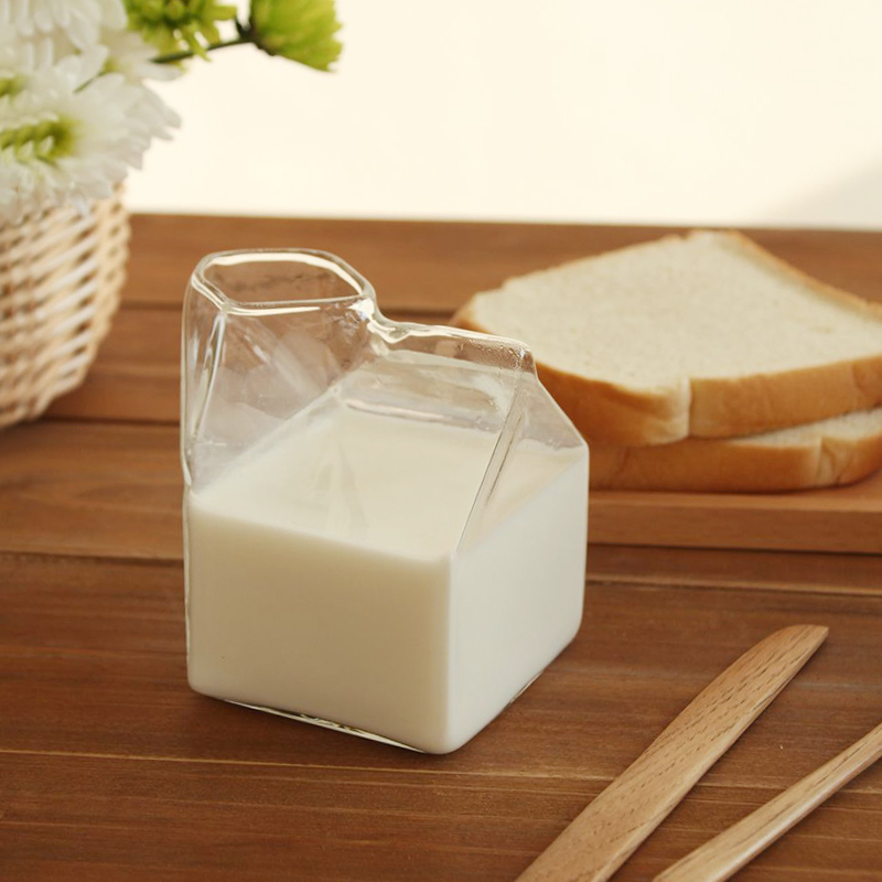 Platz Hohe Temperatur Glas Milch Kasten Kreative Glas Tasse Ernährung Frühstück Tasse Mikrowelle