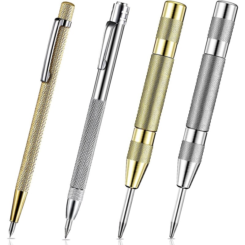 2 Pieces Scriber Tool 2 Pieces Center Punch Aluminum Automatic Center Pen for Metal Glass Ceramics Gold Welding: Default Title