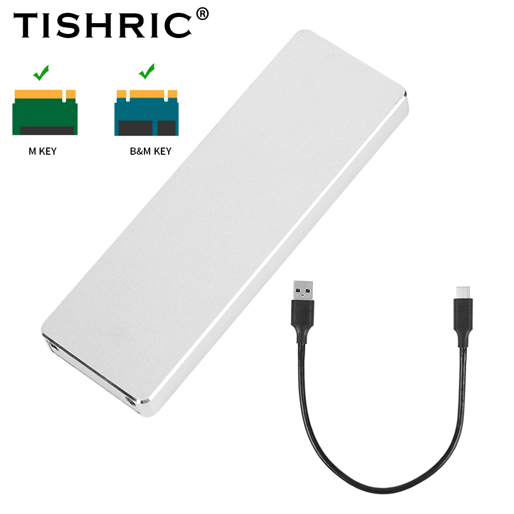 TISHRIC Unterstützung Dual Protokoll M2 NVME NGFF SATA SSD Aluminium Legierung Externe Hd Fall NVME SSD zu USB 3,1 Gehäuse für M.2 SSD: Beige
