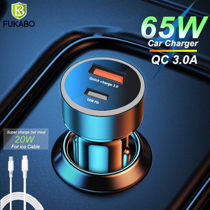 65W Pd Autolader Quick Charge 4.0 3.0 Usb C Voor Iphone 12 11 Pro X Xr Xs Max 8 Snelle Opladen Lightning Usb Type C Fast Charger