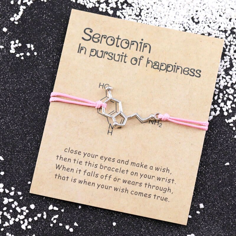 Serotonine wensarmband, serotonine molecuul armbanden, chemische formule 5- , ht charm, dna armband, verpleegster sieraden, vriendschapsarmband
