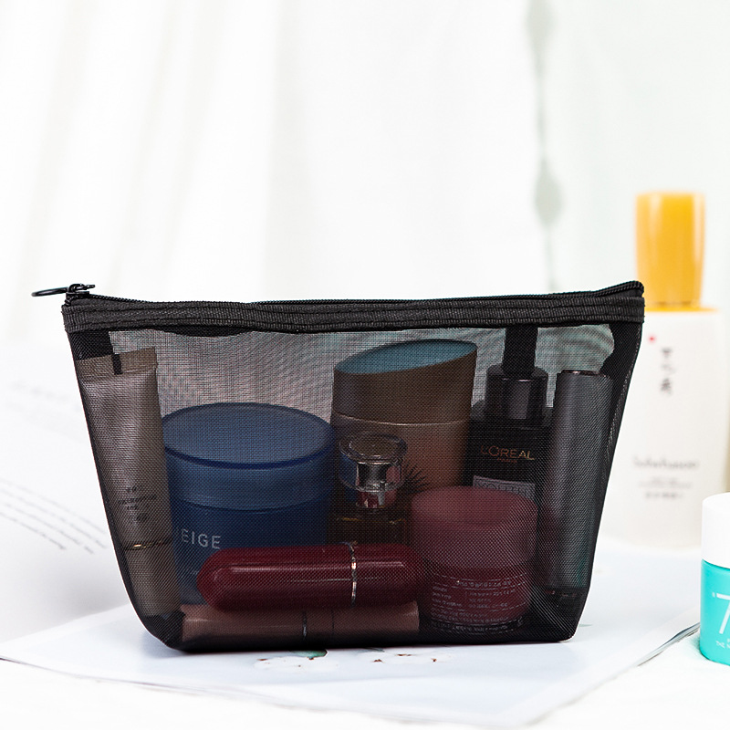 Femmes voyage sac cosmétique décontracté fermeture éclair maquillage Transparent maille étui de maquillage organisateur pochette de rangement toilette beauté lavage sacs: L