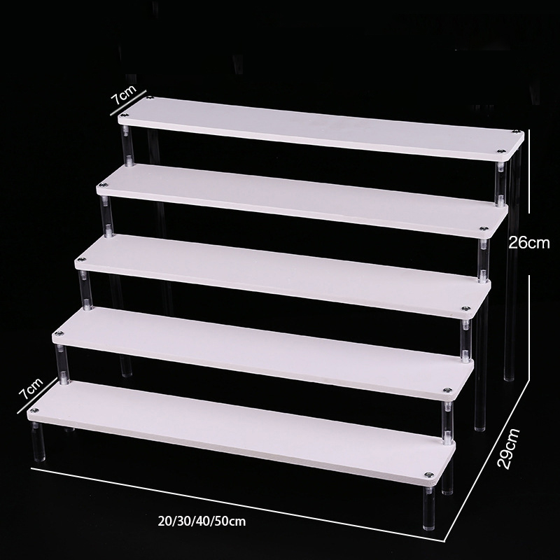 2-5 Tier Acrylic Blind Box Storage Shelf Chevron Steps Toys, Models Display Stand Cosmetics, Skin Care Products Decorative Table: 6XL / Light Grey