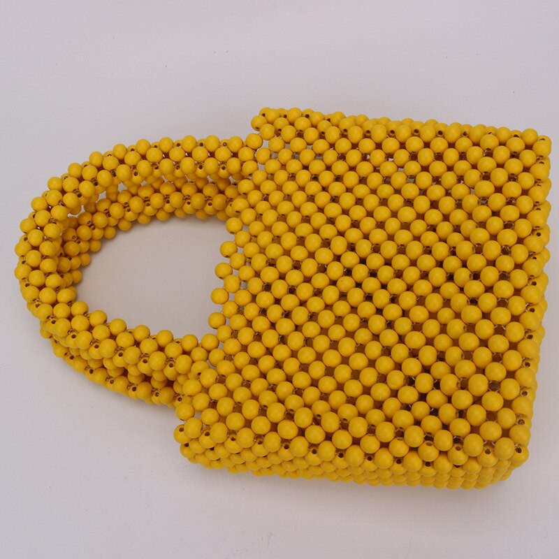 Dames Geel Ballen Kleine Vierkante Houten Ballen Hand-held Kralen Baal Een Zak