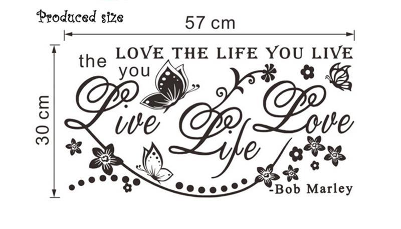 Live Life Love Wall sticker Quotes wall decals vinyl decal Living room Bedroom decoration Wallpaper