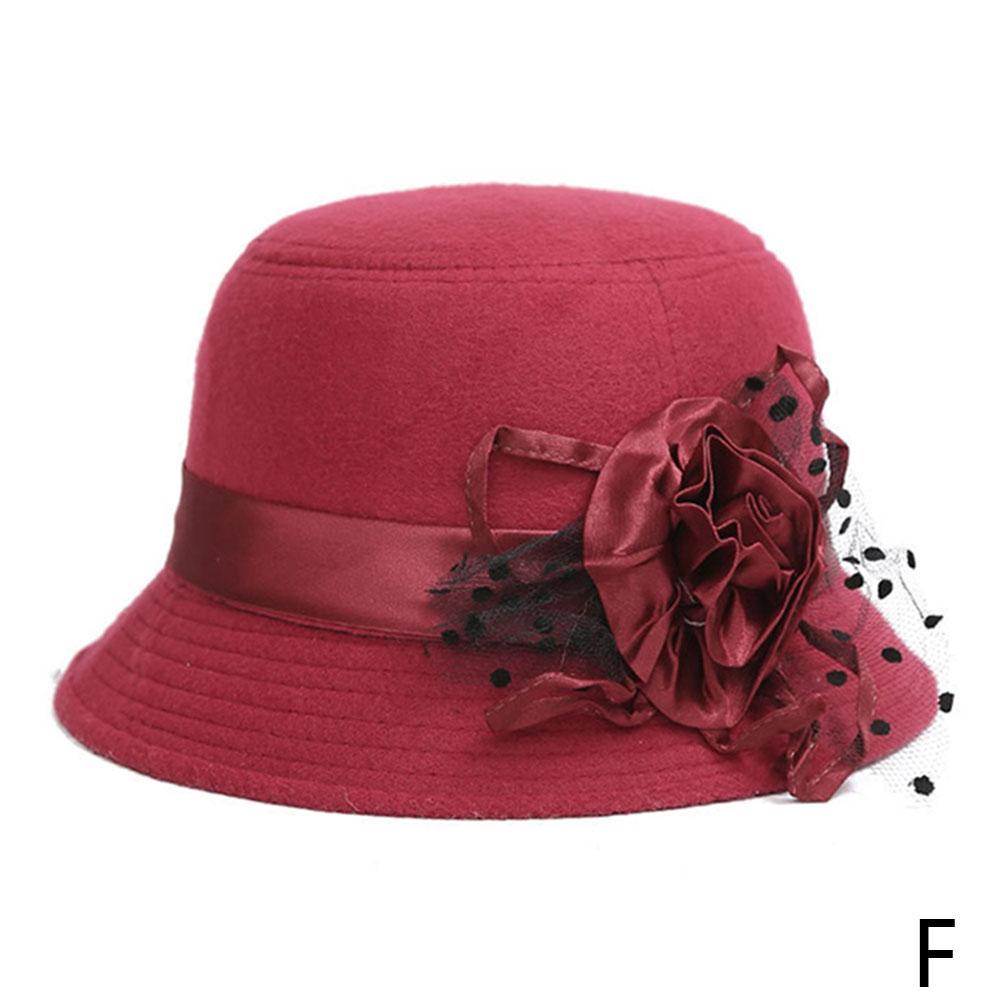 Chapeau seau en laine pour femmes, Cloche en feutre rétro, Vintage britannique: F