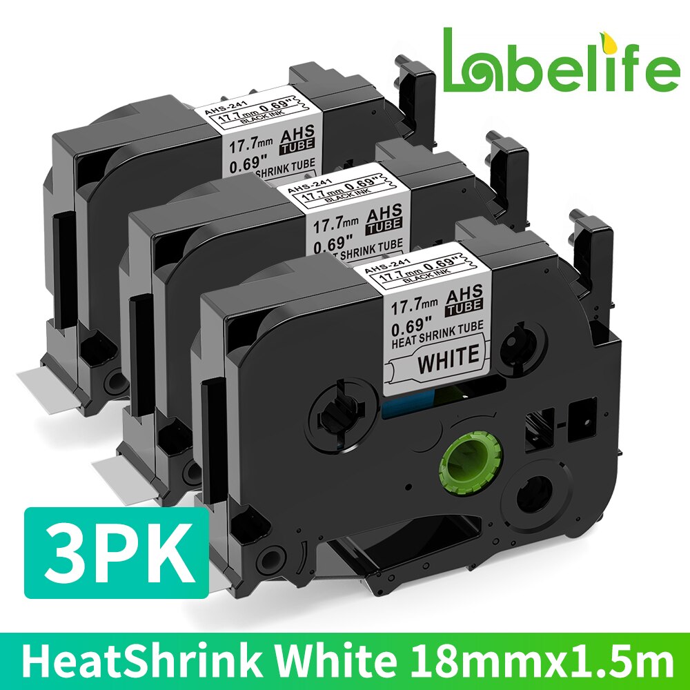 3PK Multisize HSe-231 Kompatibel für Bruder Industrielle Wärme Schrumpfen Rohr Bänder HSE-231 HSE-221 HSE241 251 211 631 für Kabel wickeln: 3P 241 Weiß 17.7mm