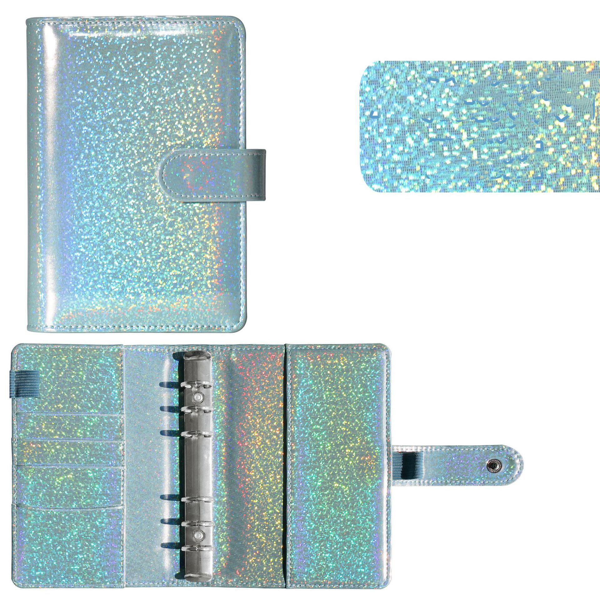 2025 nowy brokat PU skóra DIY segregator okładka notesu pamiętnik porządek obrad planista okładka papierowa szkoła papiernicze: FIOLETOWY