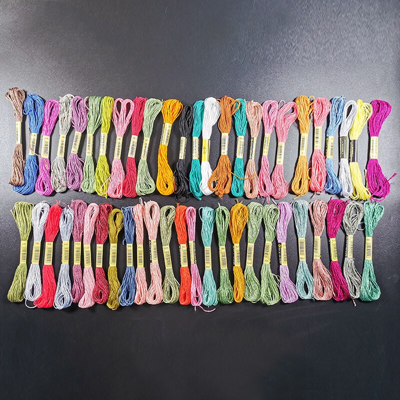 12/24/50/100 farger broderitråd tanntråd korsstingsett tråder til å strikke broderi gjør-det-selv-håndverk bomullssynøste