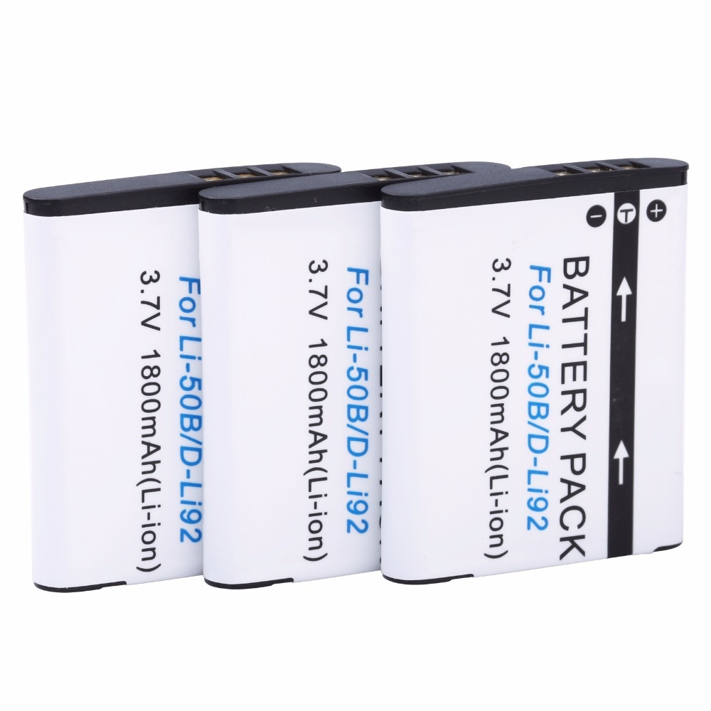2Pcs Probty LI-50B LI 50B Battery for Olympus VR-340 1010 1020 1030SW Tough 6000 6020 8000 8010 MJU 1010 1020 TG 610 620 630 810