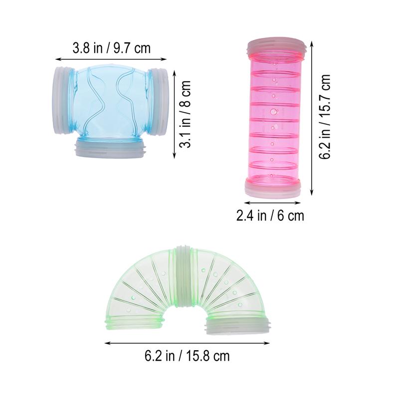 9pcs Hamsters Cage External Sports Tube Hamster Toy Pipe Plastic Tunnel Hamster Toys For Small Animals