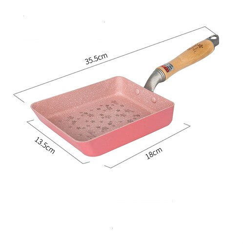 Aluminiumslegering jade simrede rissten mini rektangulært stegt æg non-stick pande tyk æg flad bund lille stegepande  ll101911: Kirsebærblomst rød