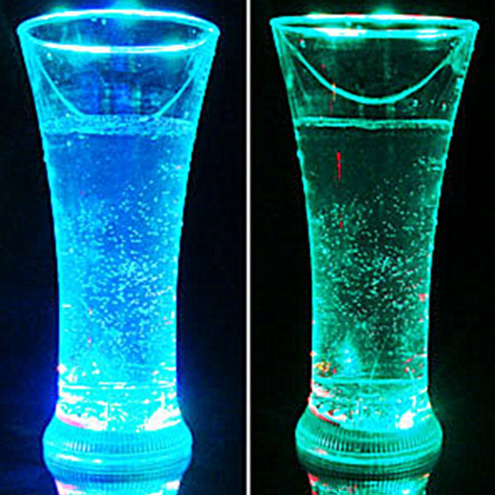 500ml led glödande uppkoppar öl whiskyglas långsamt blinkande färgförändrande kopp ljus glas mugg för bröllopsfest dekoration