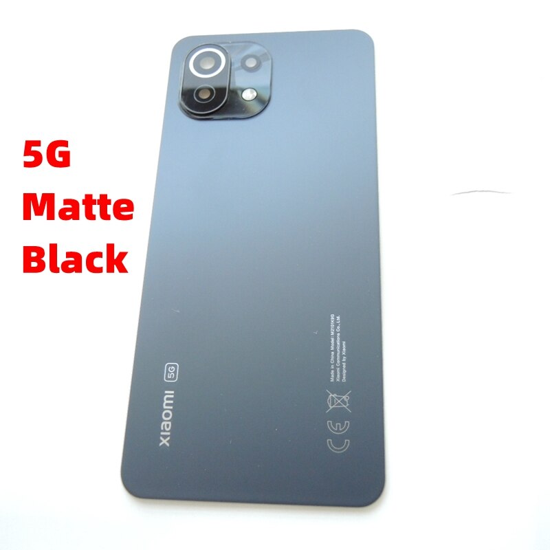 Original för xiaomi  mi 11 lite 5g ne baklucka  mi11 lite med kamera glas lins bakre batteri glasdörr hölje fodral delar: Matt svart  ce 5g