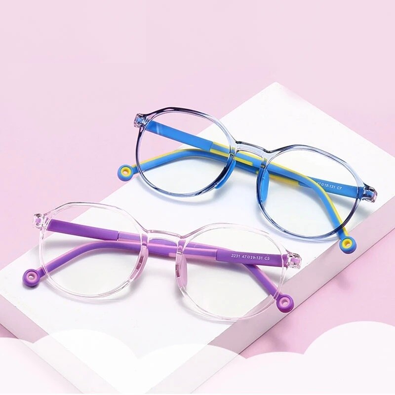 Gafas redondas para niños y niñas, lentes con montura óptica, bloqueo transparente, para estudiantes