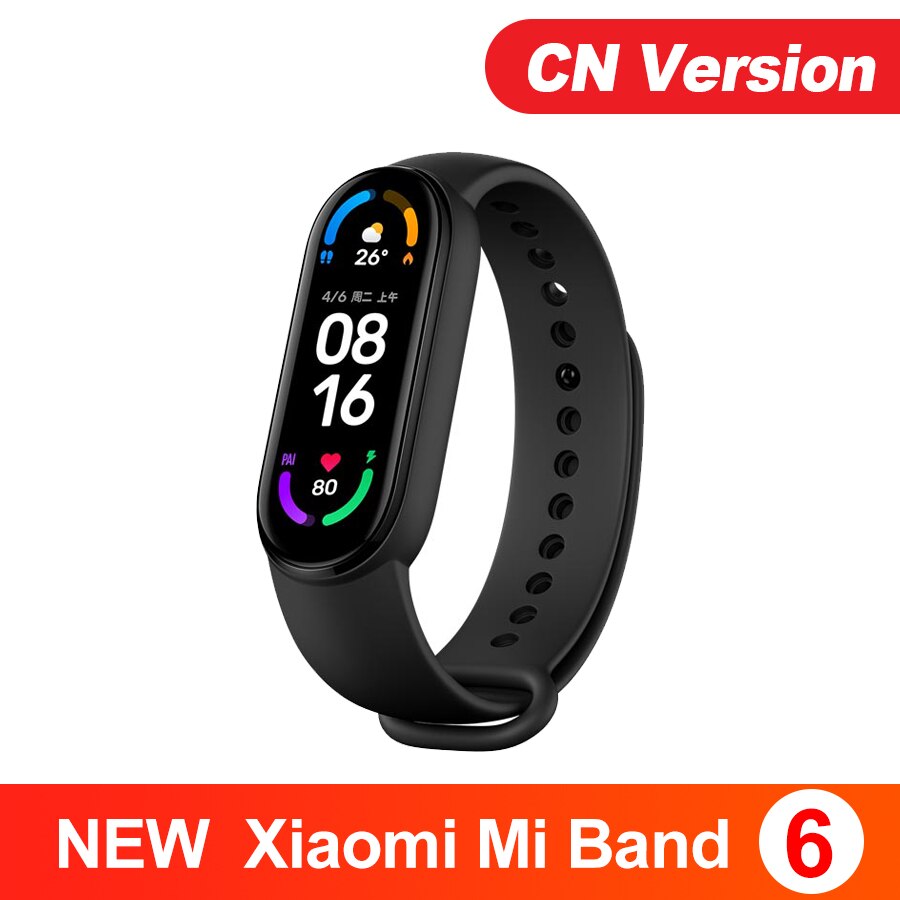 Globalna wersja Xiaomi Mi Band 6 Smart Bracelet5 kolor 1.56 &quot;ekran AMOLED Fitness tętno wodoodporny wielojęzyczny Miband 6: CN Version