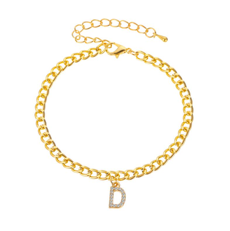 Alfabet Been Armbanden Enkelbanden Voor Vrouwen Foot Gouden Ketting Sieraden Lichtmetalen Gouden Ketting Voeten Ketting Sieraden Beginletter Enkelband: 5