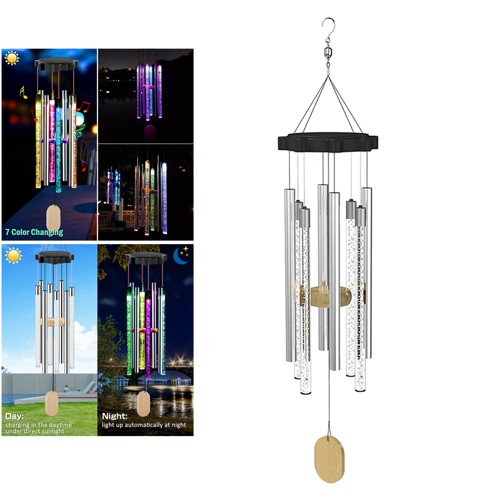 Solar LED Wind Chimes Decor Light Waterproof Memorial Windchime Garden Porch