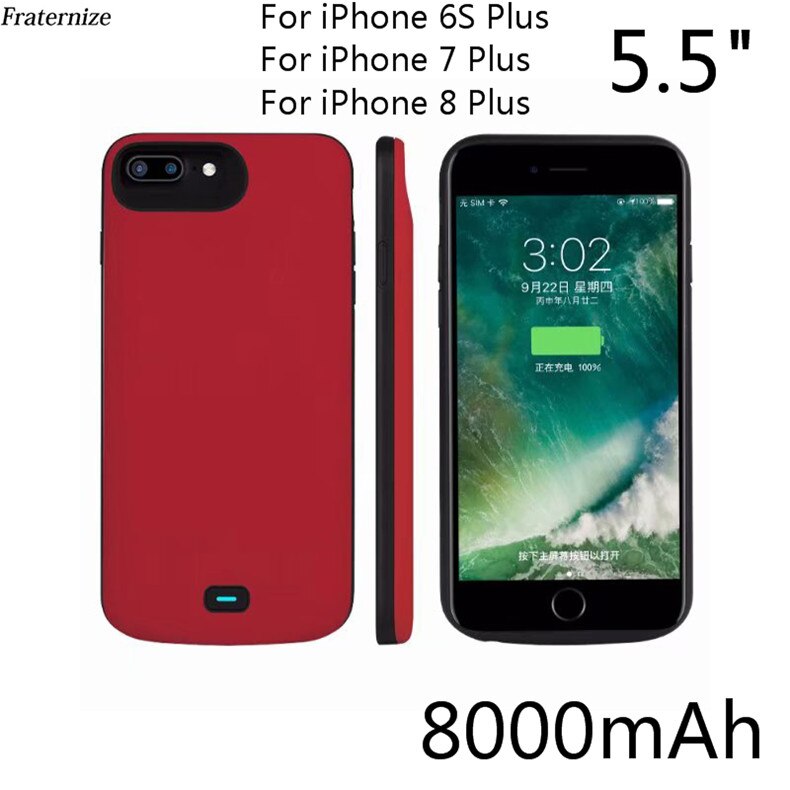 Vloeibare siliconen Backup Battery Case Voor iPhone 6 6 S 7 8 Plus Power Bank Opladen Case Voor iPhone X batterij Oplader Back Cover: i7P Red