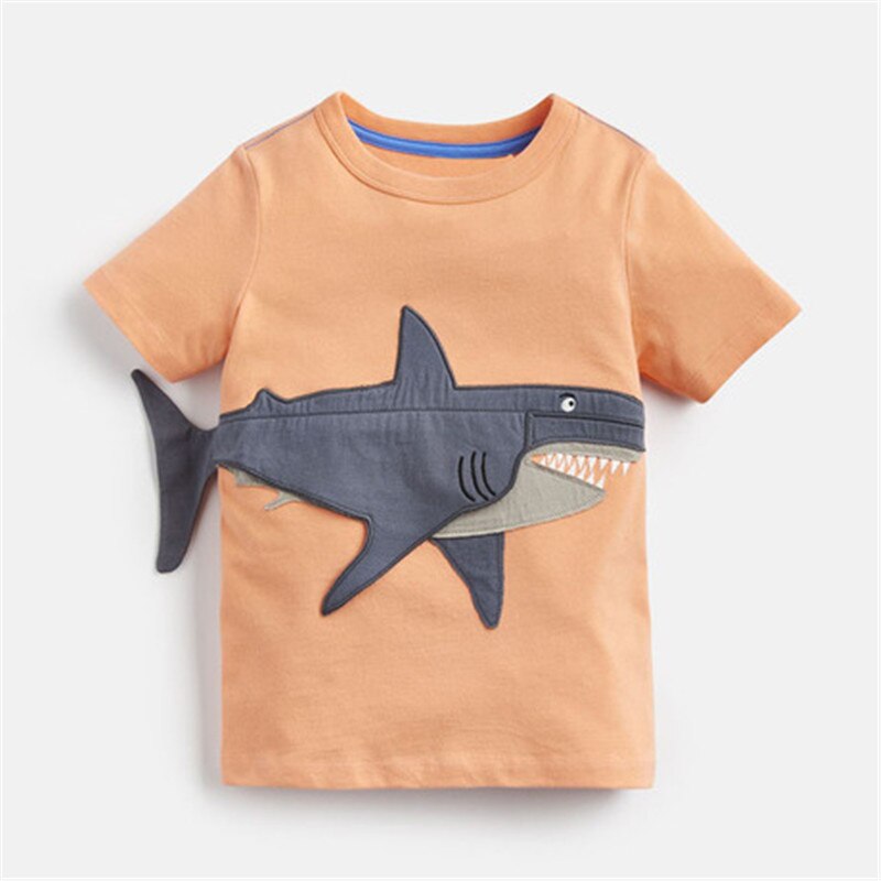 Little Maven Summer Baby Kids Boy Short Sleeve O-neck t Shirt Cartoon Big Shark fish Tee Tops for 1-7 years Boys