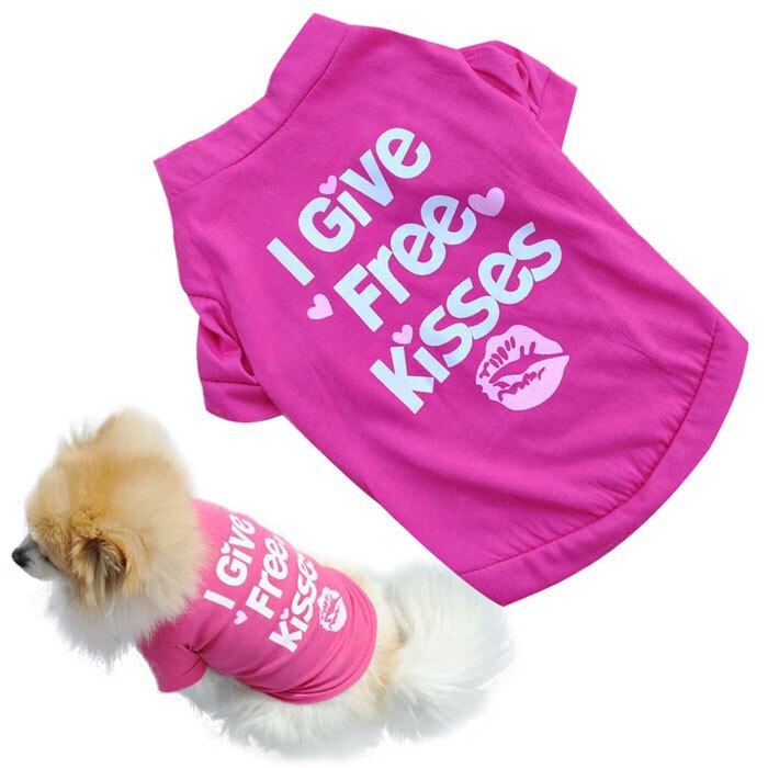 Klassisk jeg giver gratis kys print hund vest unisex hvalp kat t shirt ærmeløs tøj søde hundetøj til lille doggy  #1: B / L