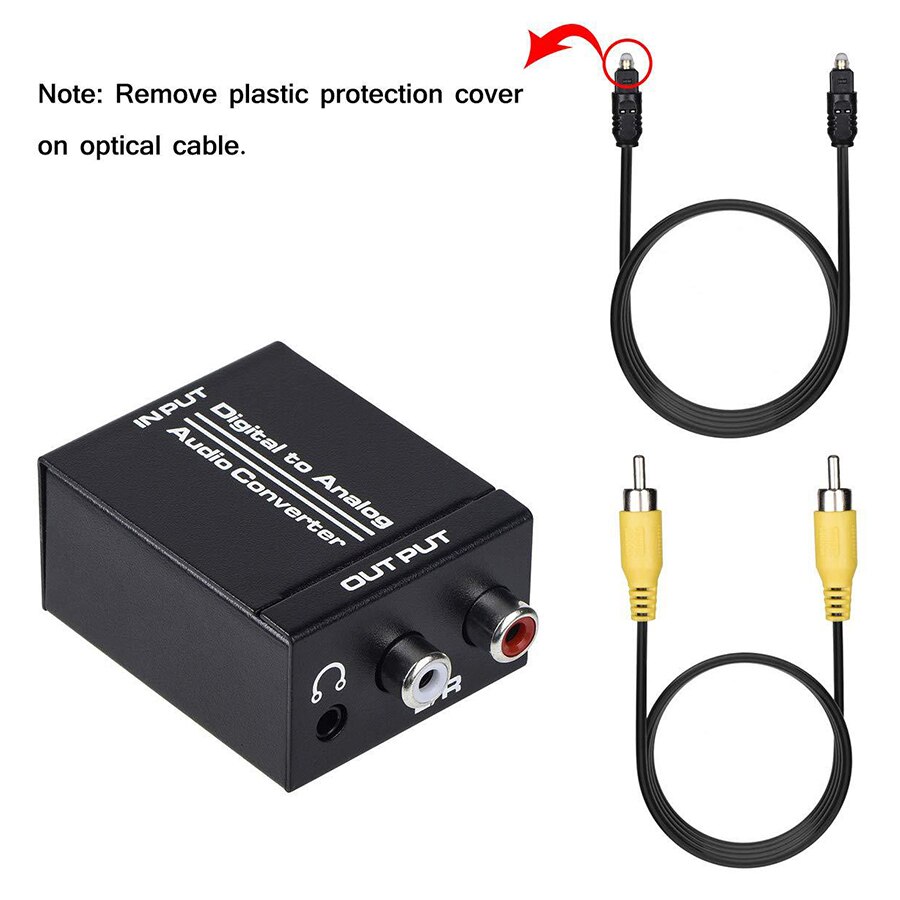 R/L RCA 3.5mm AUX Analog to Digital Audio Converter Coaxial Toslink Optical Audio Adapter with Optical Cable Coaxial Cable