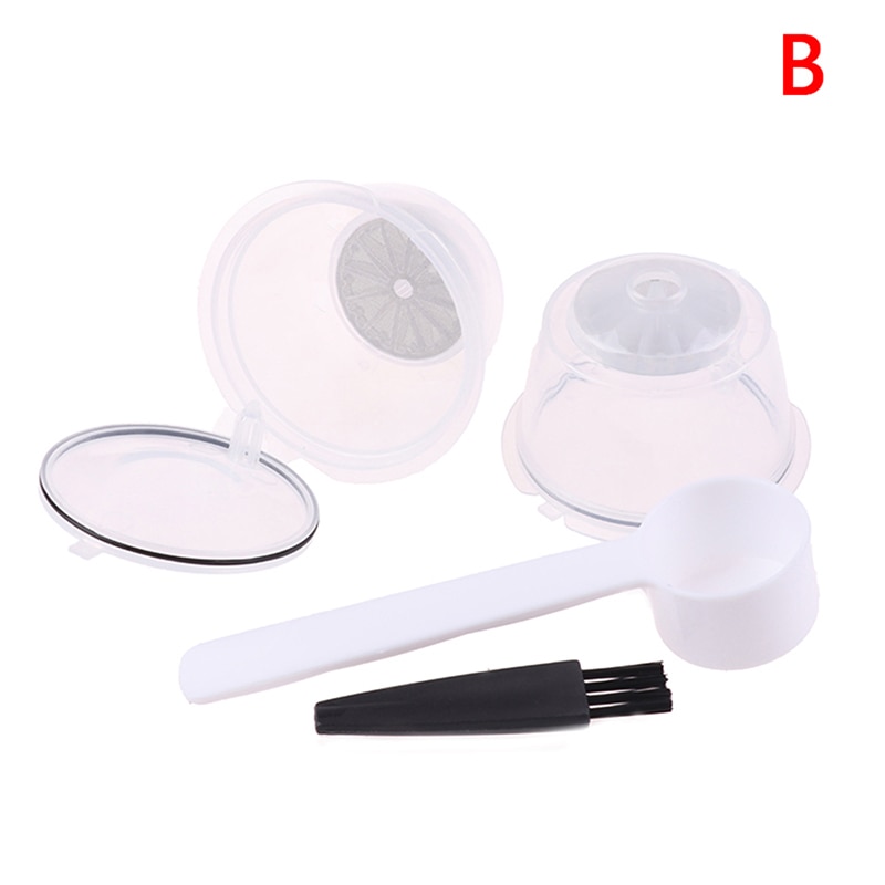 2 unidades de taza de filtro de cápsula de café reutilizable para Nescafe Dolce Gusto filtro cestas Pod suave cápsula rellenable cuchara cepillo: B