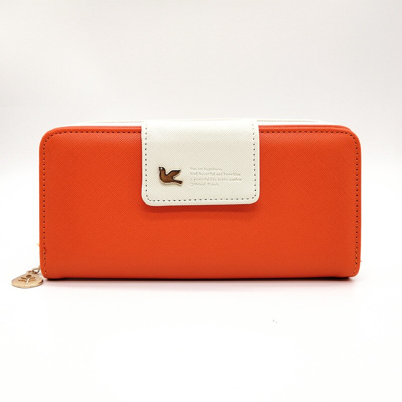 Femmes portefeuilles femme mince sac à main longue fermeture éclair femmes en cuir porte-cartes portefeuille téléphone grande capacité sacs à main: Orange