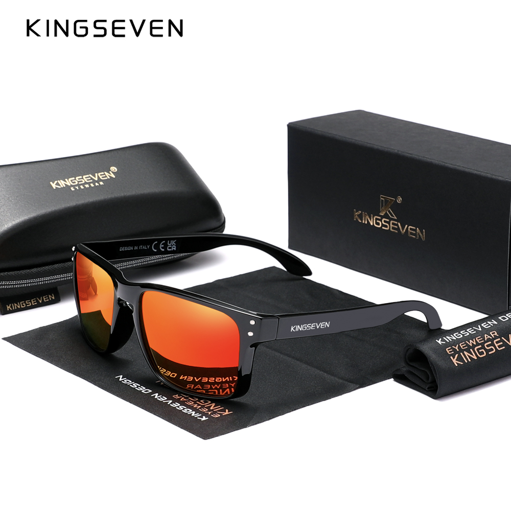 KINGSEVEN Retro TR90 Polarized Square Sunglasses Women Men Carbon Fiber Pattern Outdoor Sports Eyewear: Burgundy