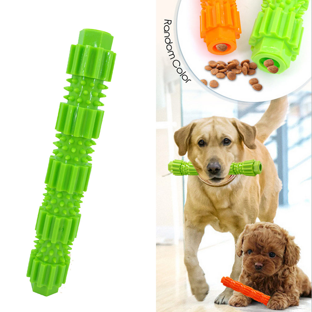 Pet Dog Toy TPR Bite-resistant Food Molar Stick Puzzle Training Bite Toy Can Put Snacks Dog Chew Toys For Small And Medium Breed: Green / S