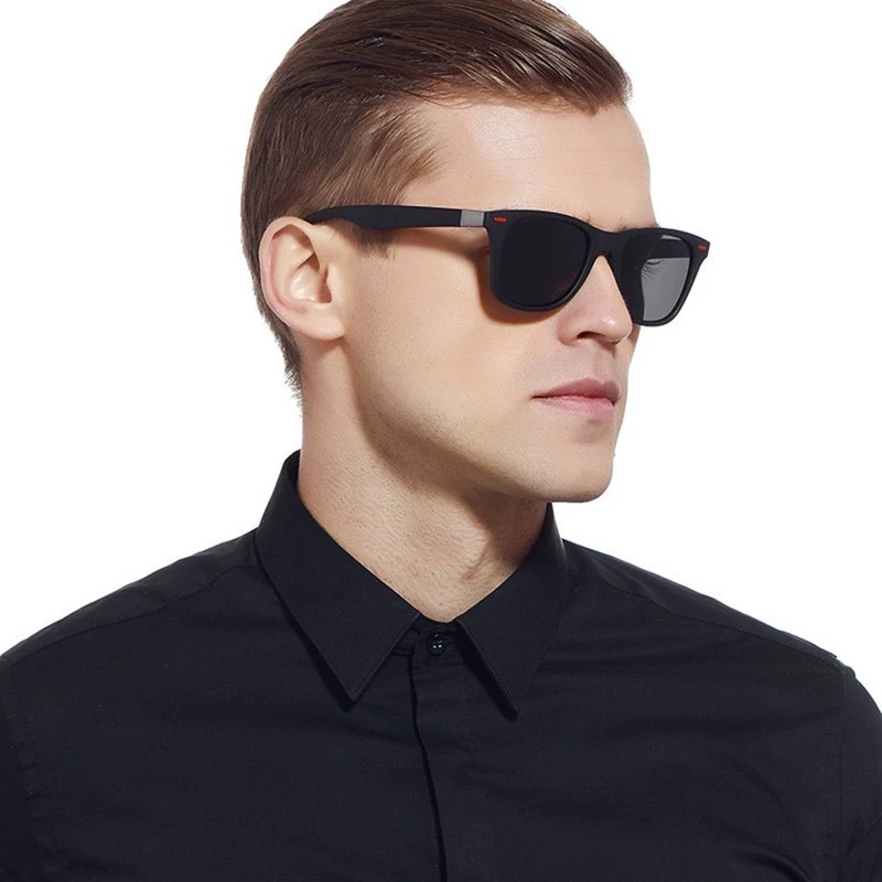 Herre solbriller mænd kvinder klassiske firkantede plastik køresolbriller sorte rejsebriller  uv400 oculos de sol