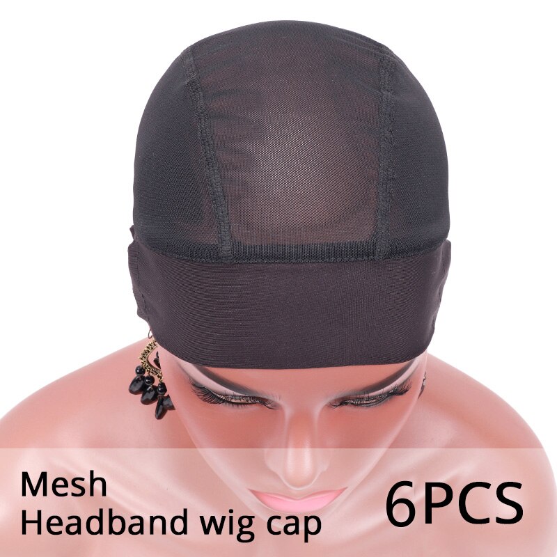 Nunify Wig Net Cap Weaving Caps For Making Headband Wig Black Adjustable Wave Cap With Wig Grip Headband 6Pcs/Lot: MESHHeadbandCap6