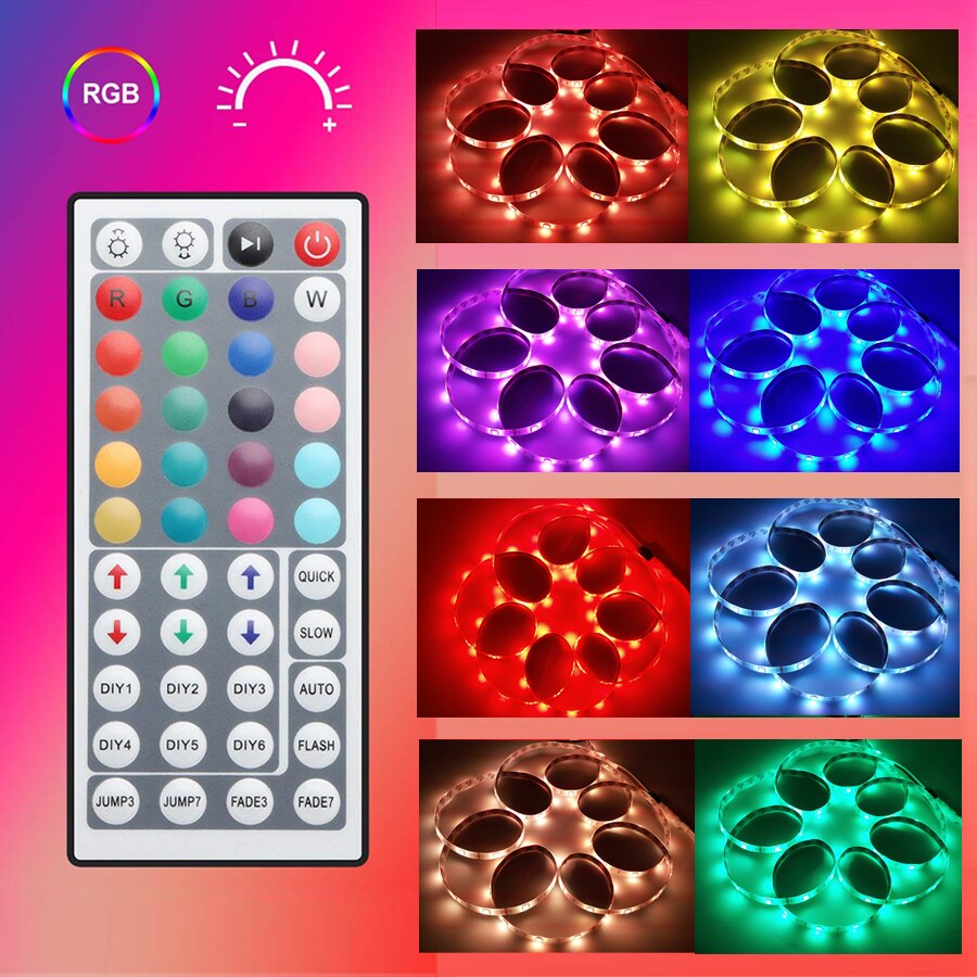 5050 Led Strip 5M 10M LED Strip Light Non Waterproof led ribbon 15M 20M rgb led diode tape Controller power adapter for TV Home