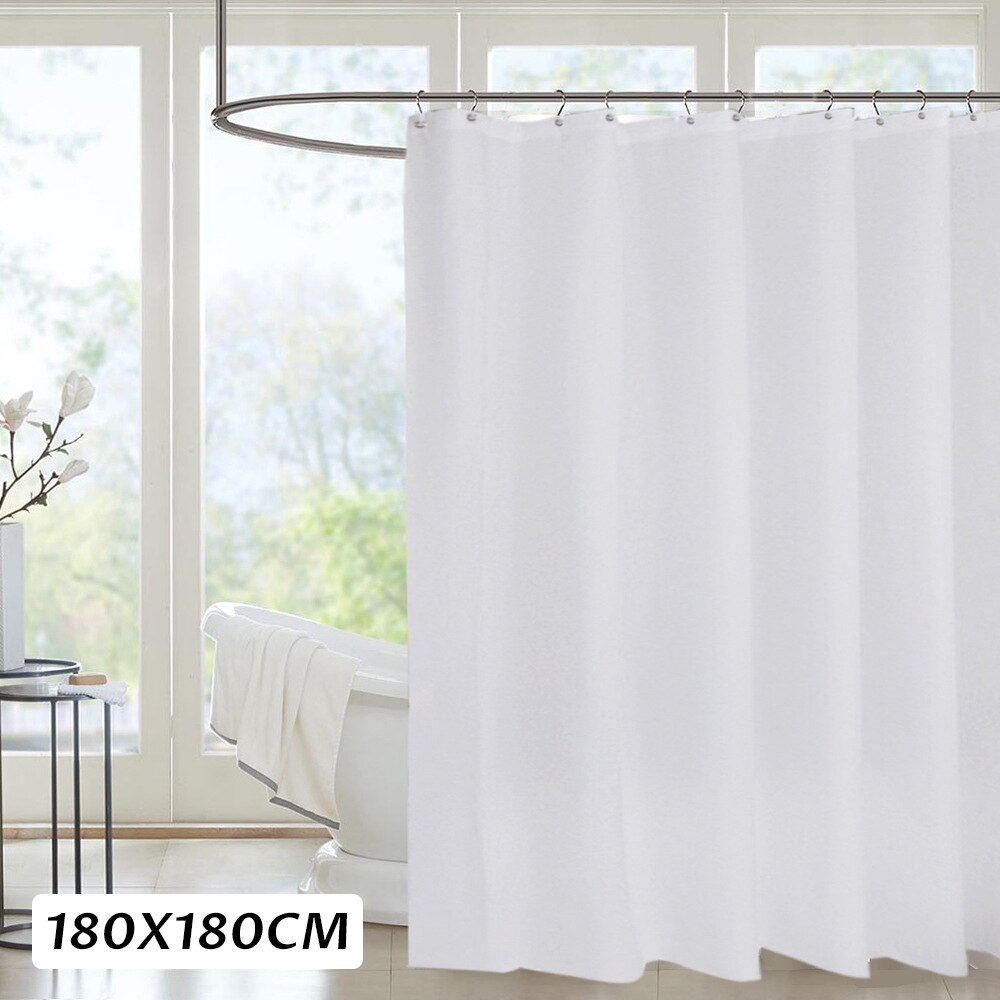 Waterproof Mildew Proof Shower Curtain with Hooks Bathing Curtain For Home Decor Bathroom Accessaries 80X180cm/180X180cm: White