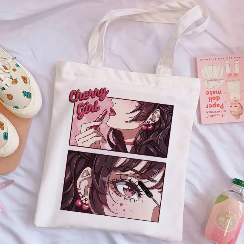 Esthetische Harajuku Herbruikbare Canvas Tas Dames Schoudertas Boodschappentas Boodschappentas Dames Handtas Handtas.: 12